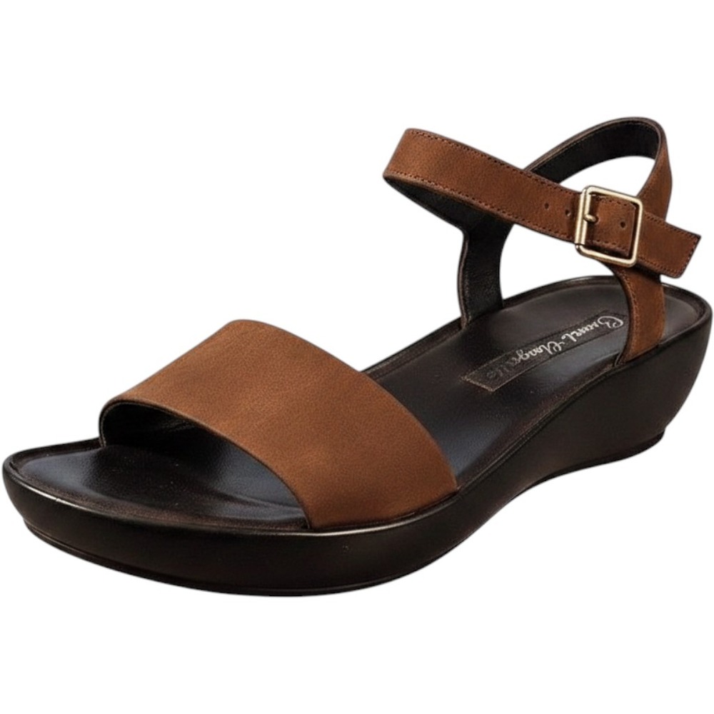 Robert Clergerie Sandals Shoes Womens Size 9 Brown Suede Slingback Wedge Buckle